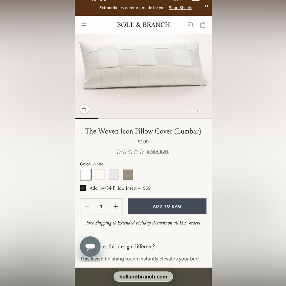 NWOT- Woven Icon Pillow Cover and Pillow Insert - White